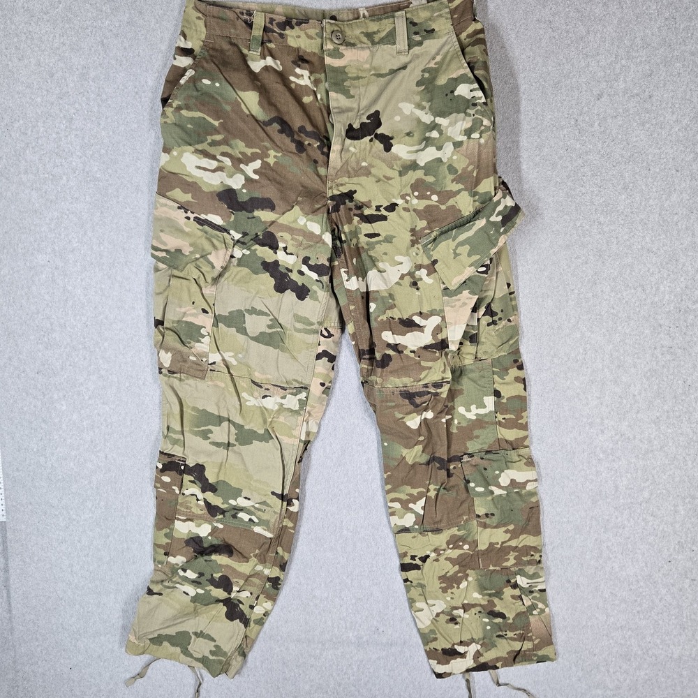 US Army Men Pants M Green Camo Cargo Ripstop Insect Shield Guard 31" Inseam READ